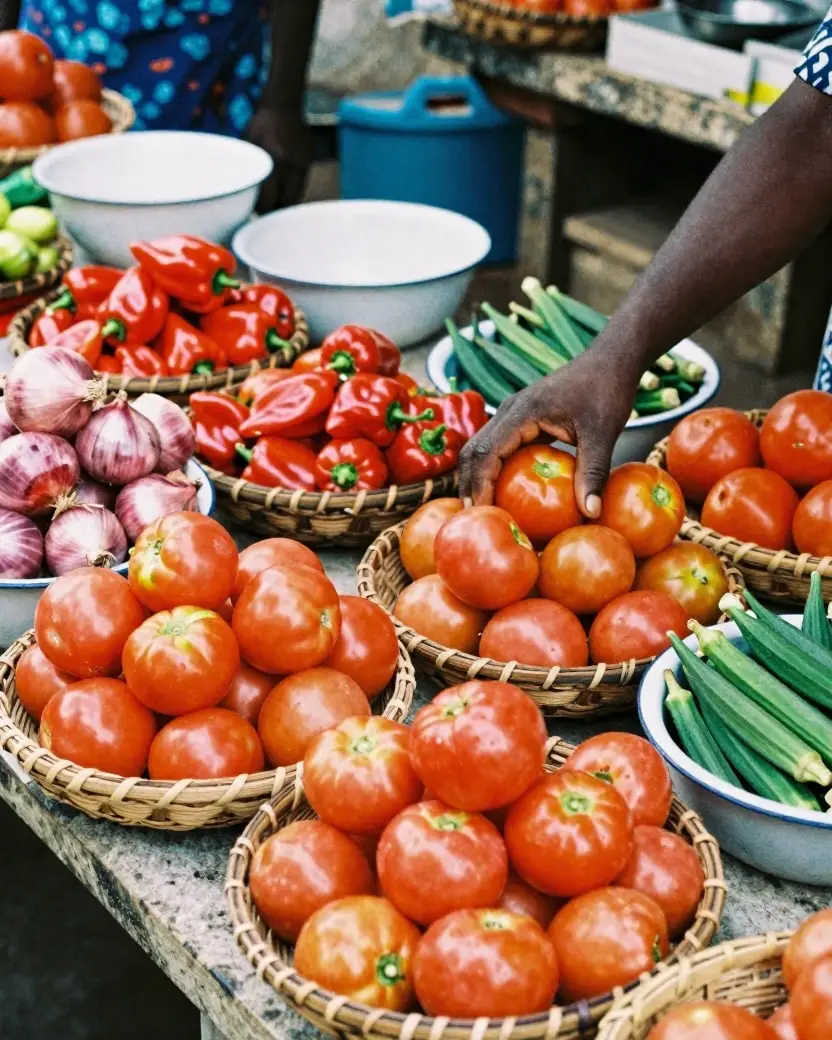 A market stall with fresh produce