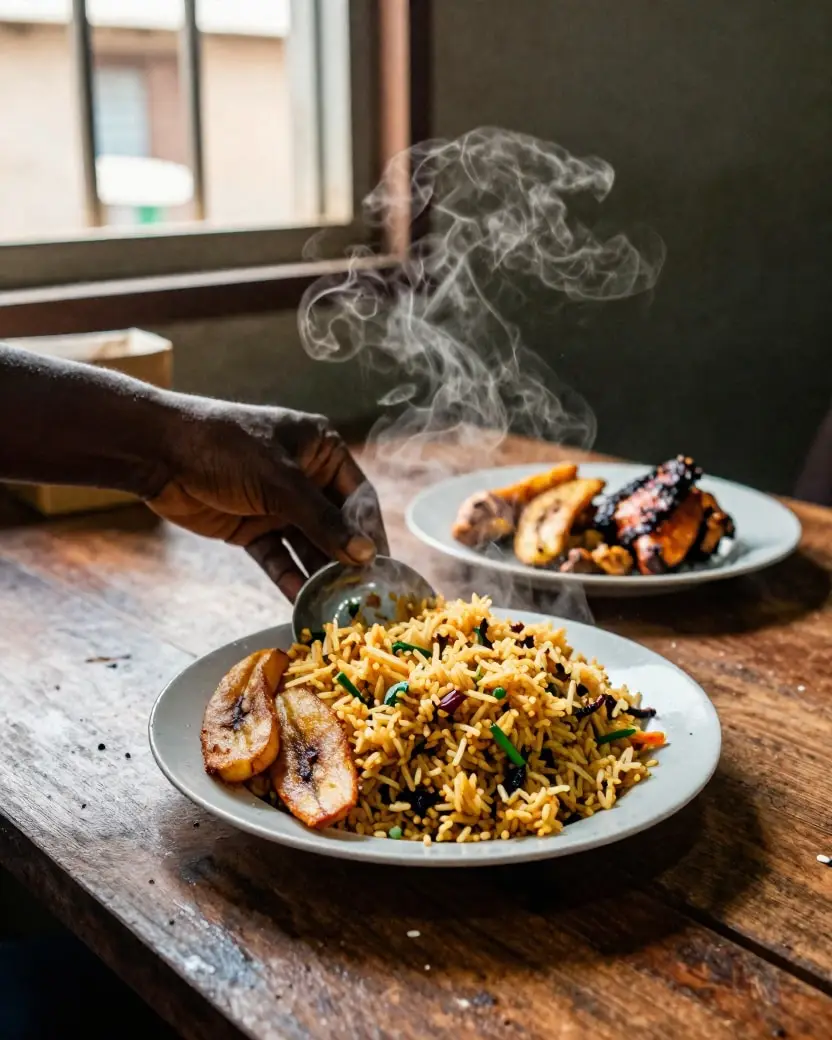 A plate of food on a restaurant table